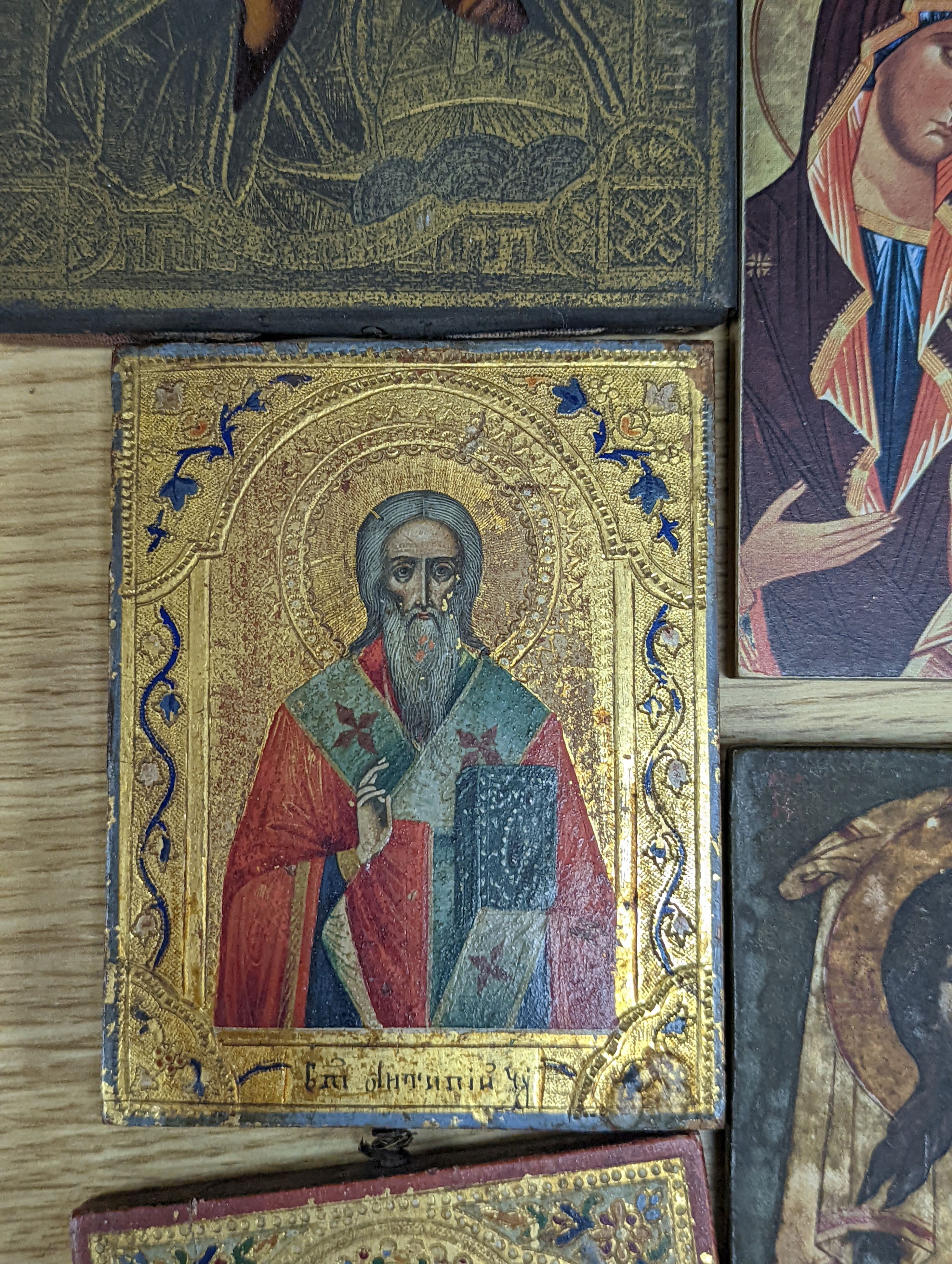 Ten assorted icons, largest 29 x 24cm